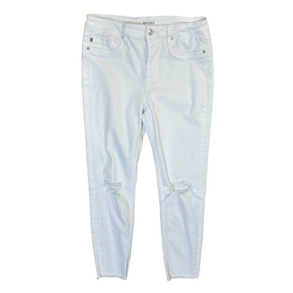 Vigoss Skinny Jeans Ace High Waist Ripped Raw Hem Distressed White Size 29 - Picture 1 of 8